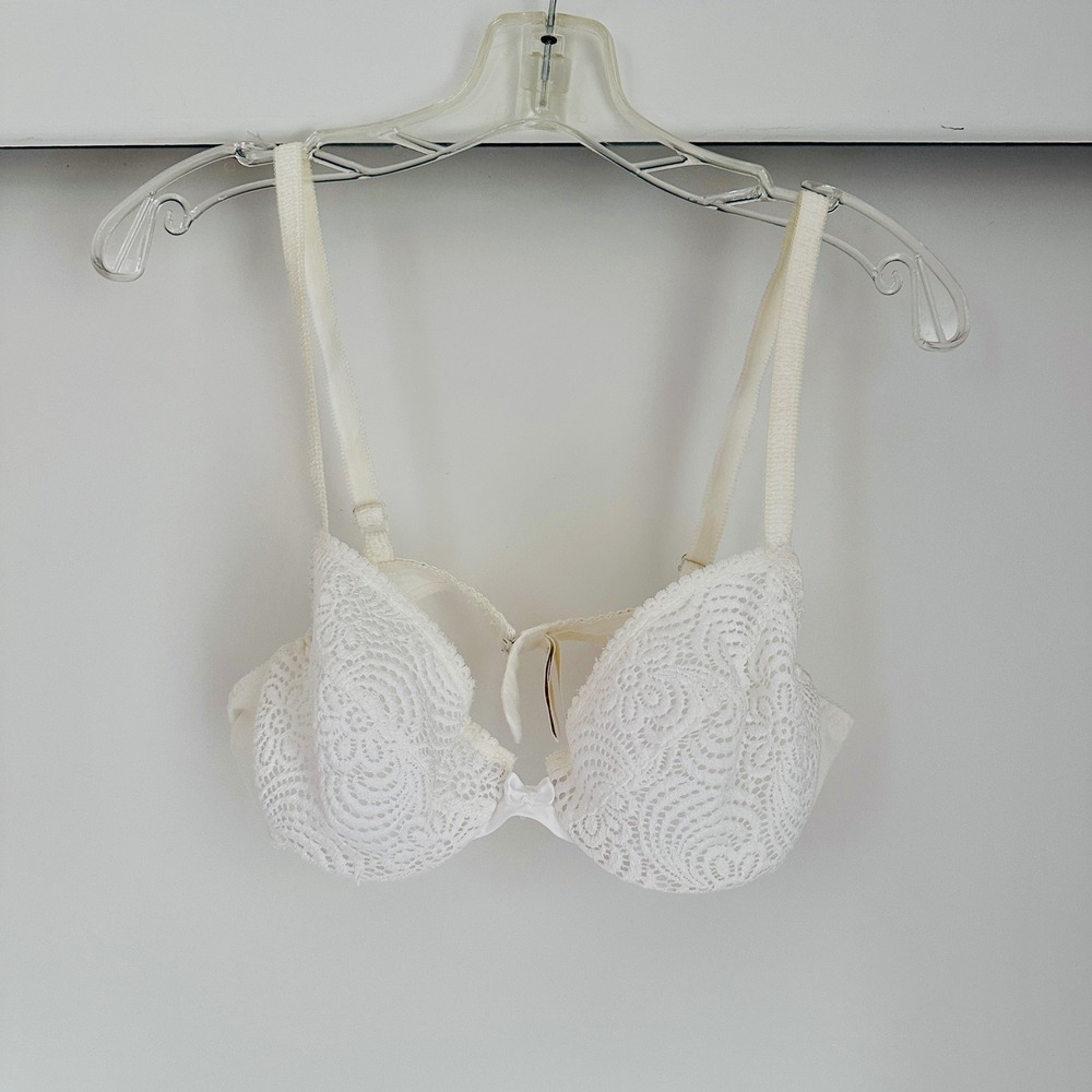 Oscar de la Renta Lingerie White Floral Lace Underwire Bra 32B 1431